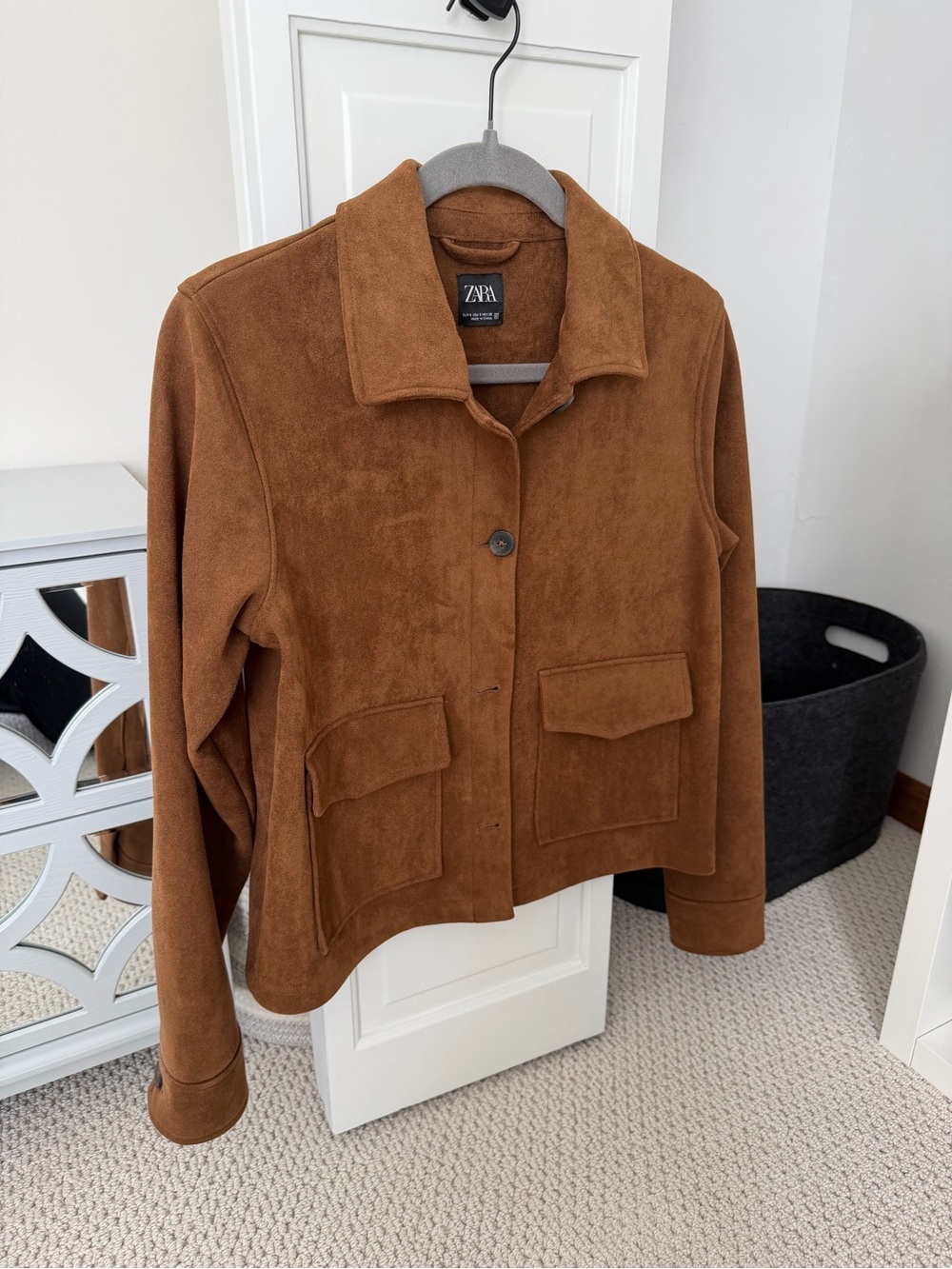 Zara Women's Chestnut Suede-Style Jacket